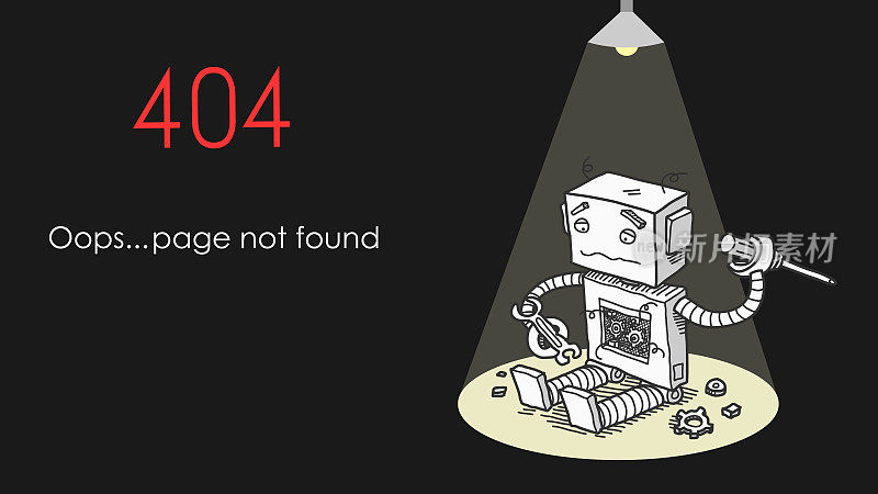 损坏的机器人404页面未找到错误