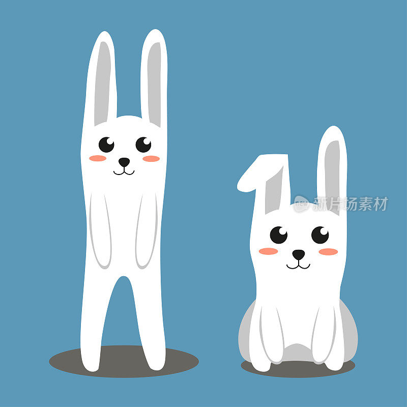 两张白兔彩色海报。
