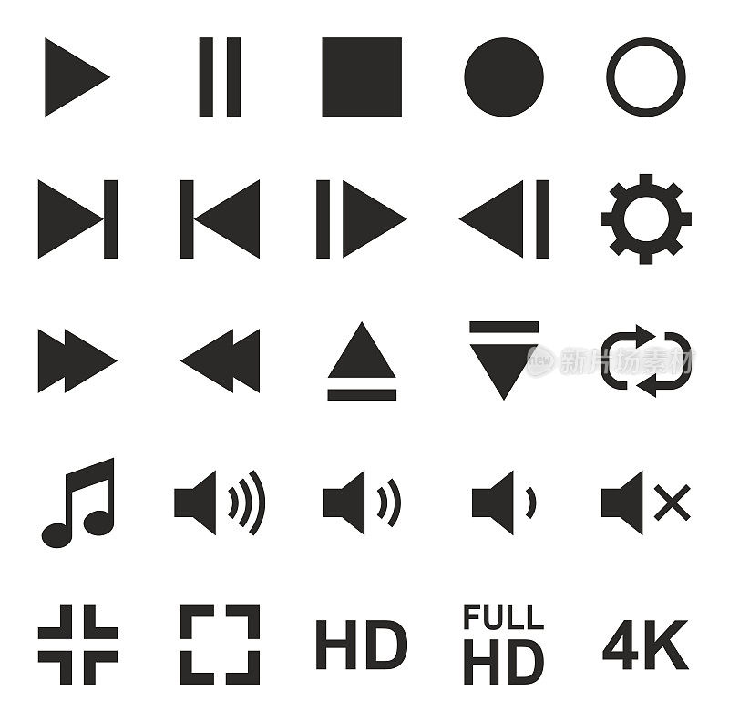 视频或音乐或相机按钮图标