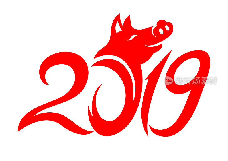 猪2019，猪剪纸，猪年，2019，新年快乐，中国新年