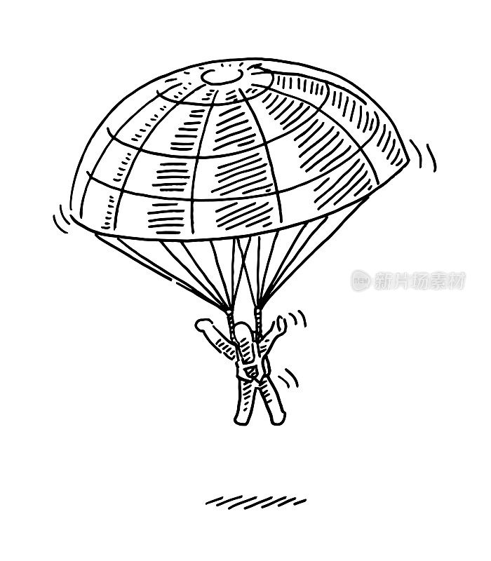 人体图形与降落伞下降绘图