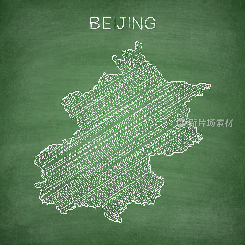 北京地图画在黑板上――黑板