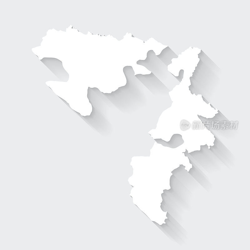 斯普斯卡共和国地图与空白背景的长阴影-平面设计