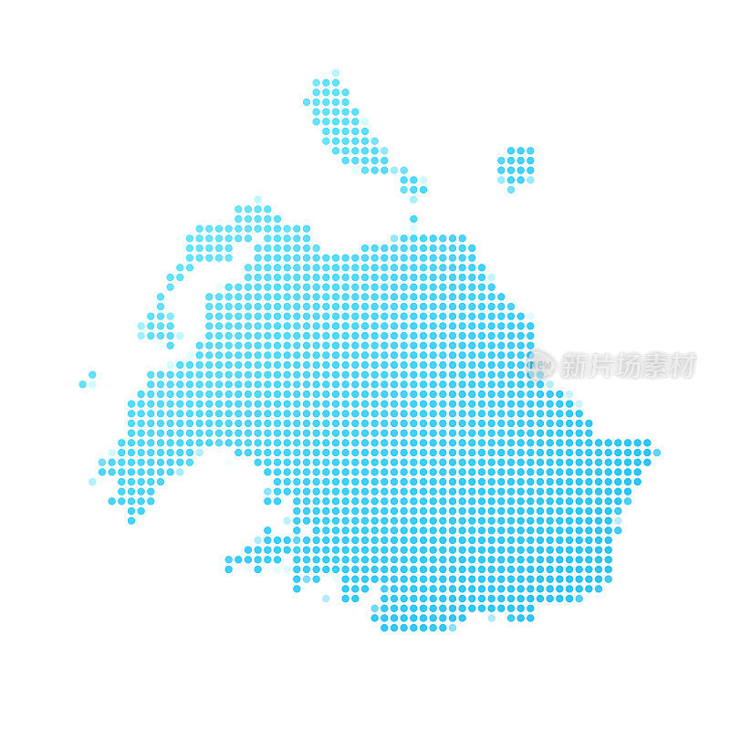 Efate岛地图以白色背景为蓝点
