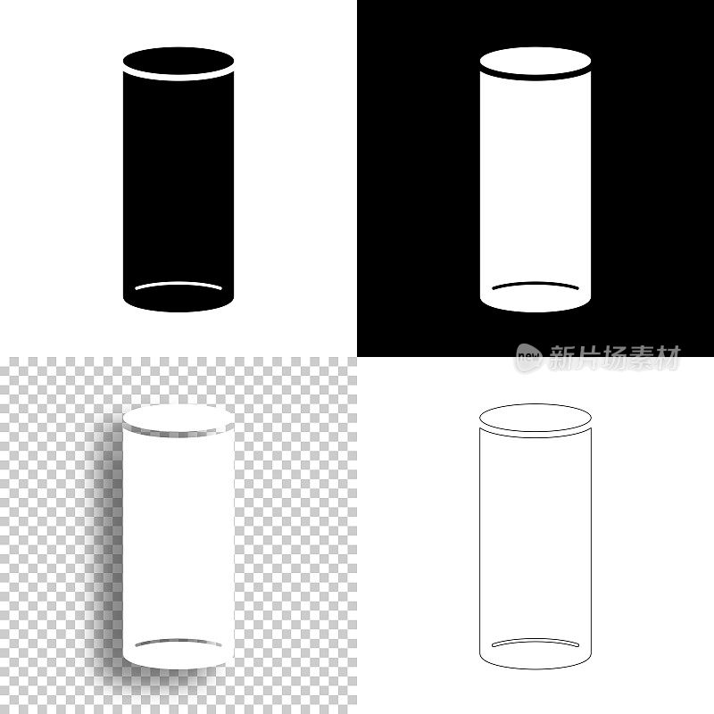 空玻璃。图标设计。空白，白色和黑色背景-线图标