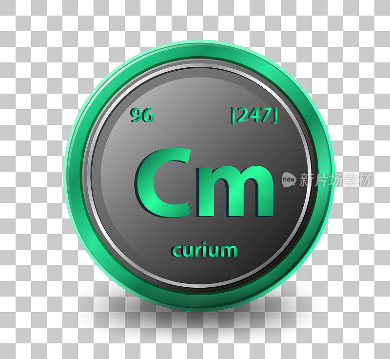 Curiumchemical元素。原子序数和原子质量的化学符号。