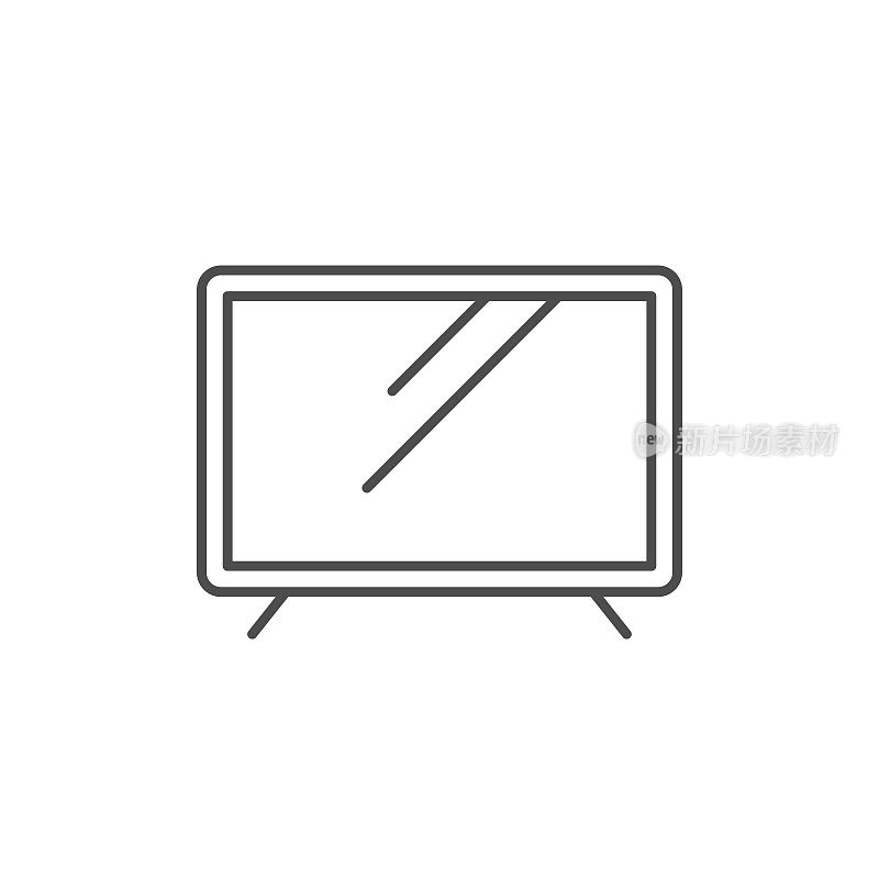电视机线轮廓图标孤立在白色上