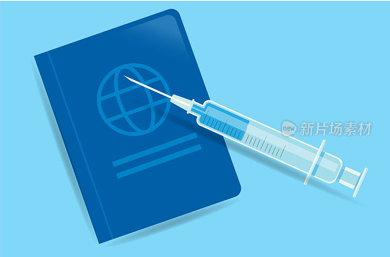 Covid-19流感疫苗接种旅行护照(白色背景)