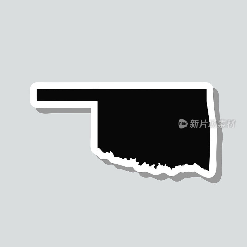 俄克拉何马州地图贴纸上的灰色背景