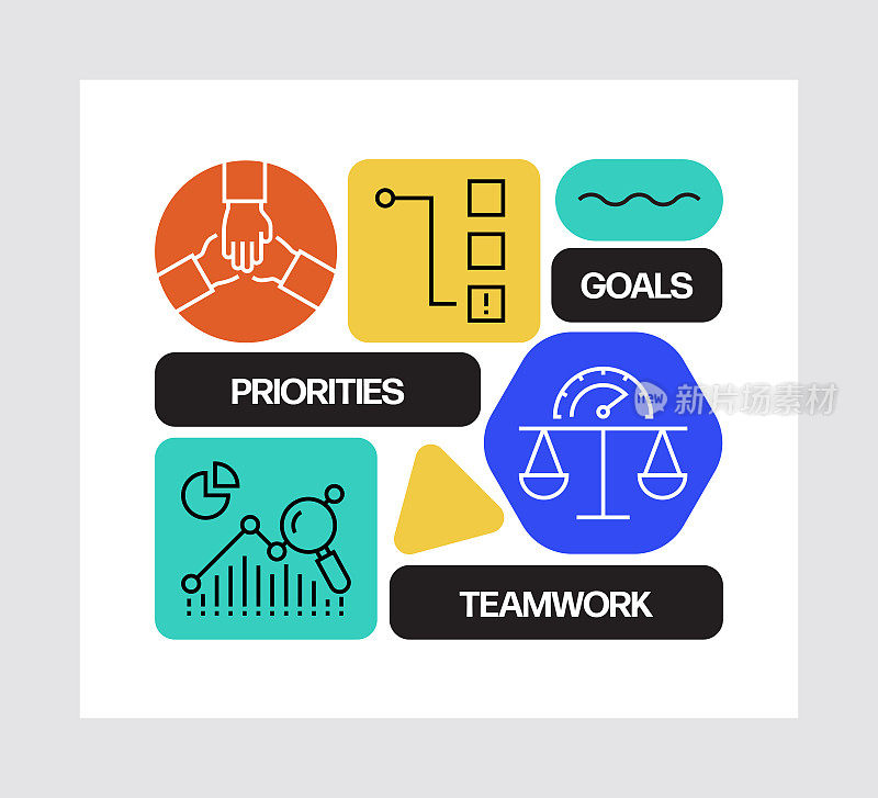 绩效管理概念，线条风格矢量插图