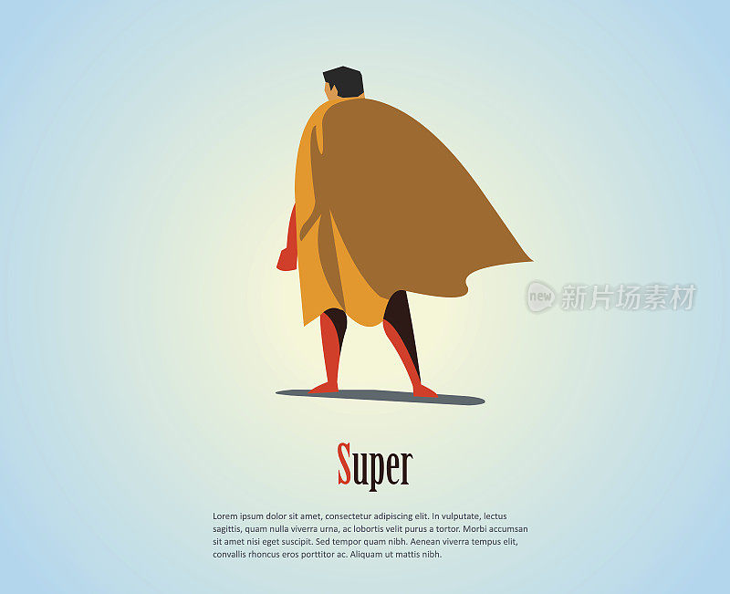 矢量插图站立的超级英雄，商业力量的图标。
