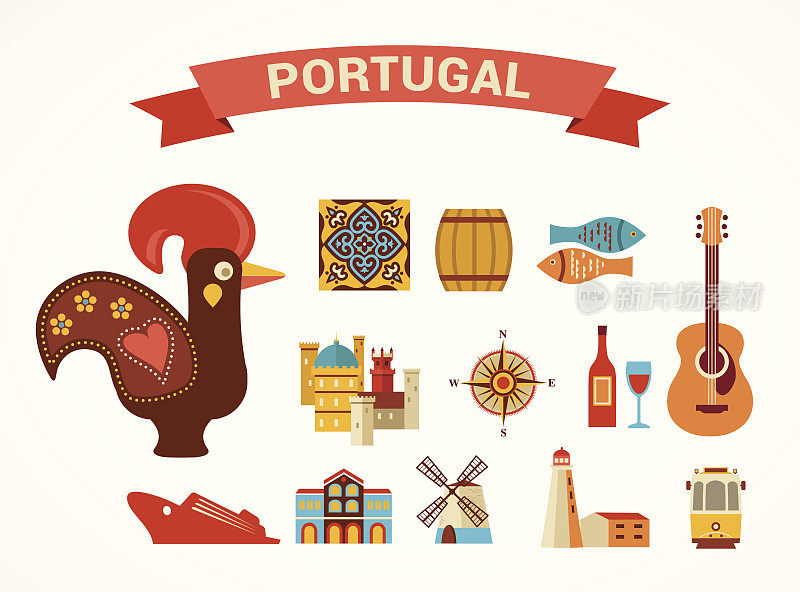 葡萄牙-向量图标的集合