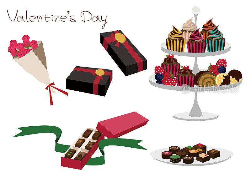 蛋糕的材料收集。巧克力材料收集。在情人节这天常常送错礼物。巧克力蛋糕。