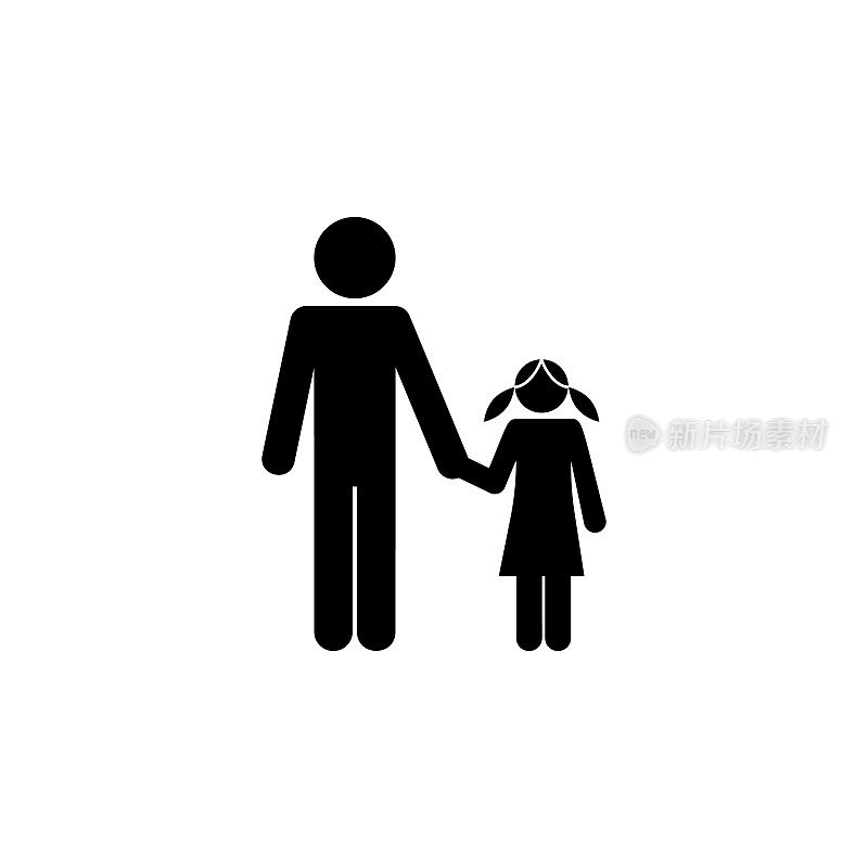 父亲和女儿牵着手的图标。幸福家庭的元素图标。优质的图形设计图标。标志，符号收集图标为网站，网页设计，移动应用程序