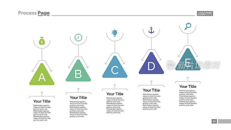五三角形图表幻灯片模板