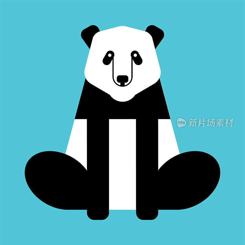 中国大熊猫被隔离。野生动物矢量插图。