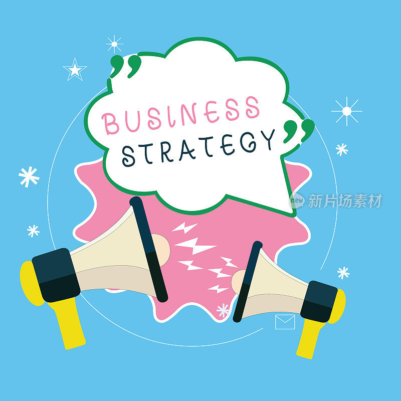 写便条展示商业策略。商业图片展示管理游戏计划，以达到预期的目标或目标