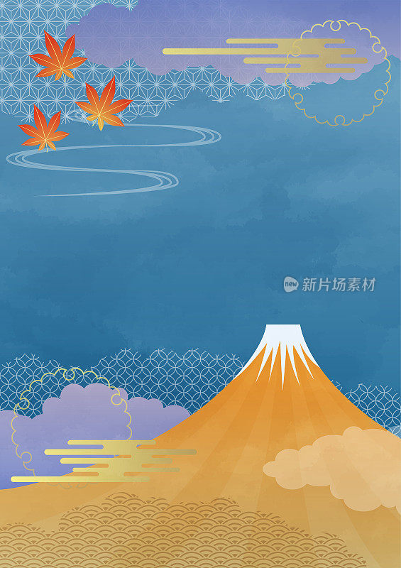 秋天的天空和富士山的插图