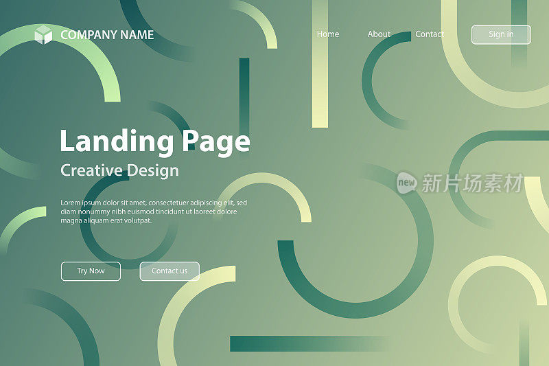 登陆页面模板-抽象设计与几何形状-时髦的绿色梯度