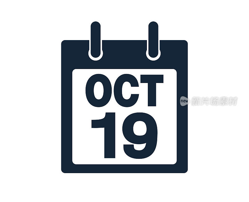 10月19日日历图标股票矢量插图