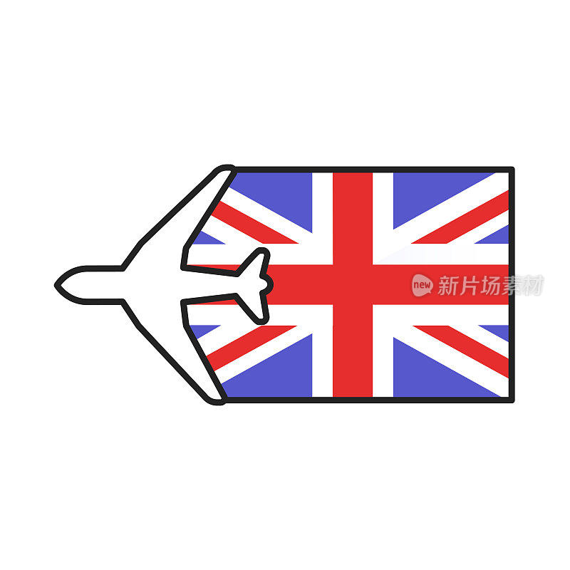 英国颜色线图标。英国国旗。位于西北海岸外的主权国家。受欢迎的旅游目的地。象形文字网页，移动应用程序。可编辑的笔触。