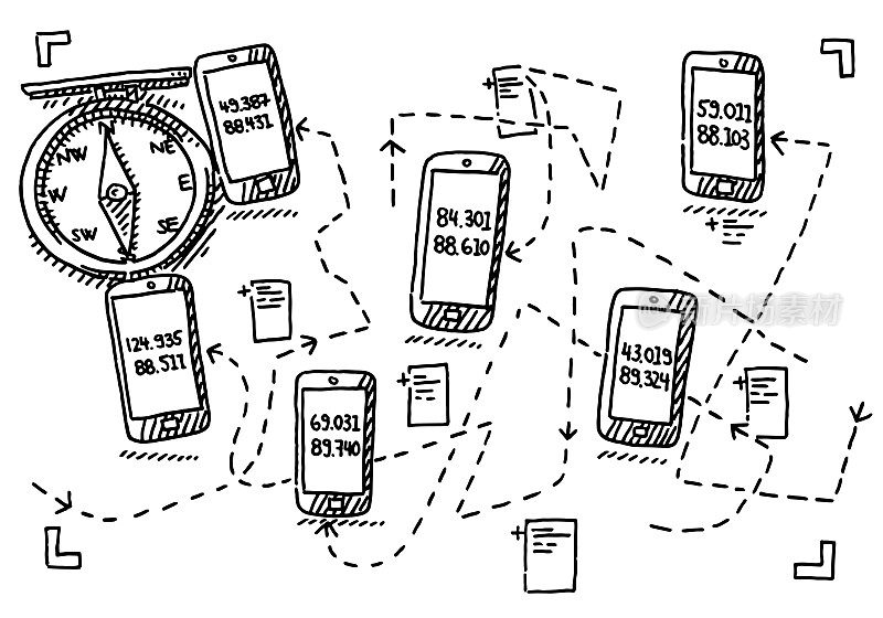 智能手机位置跟踪概念图