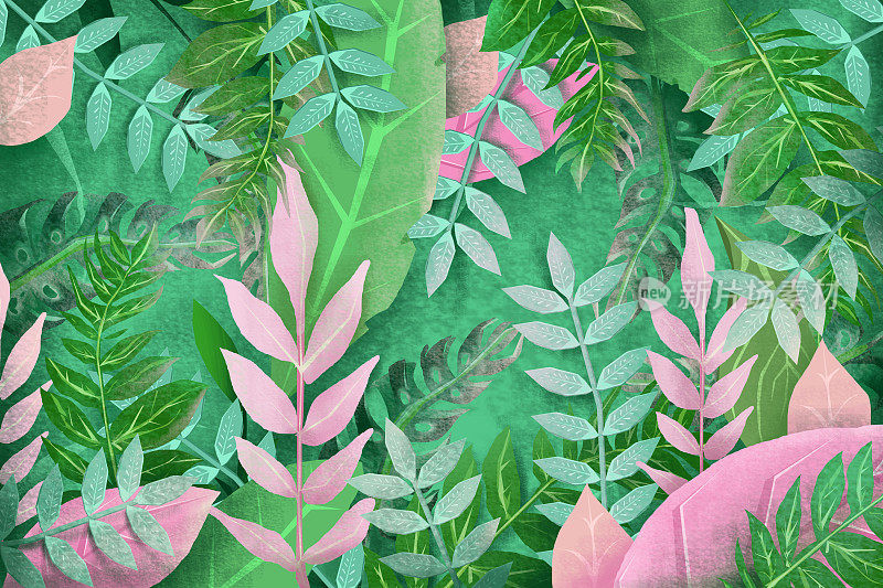 三维热带植物背景