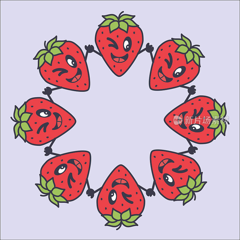 可爱复古草莓图案