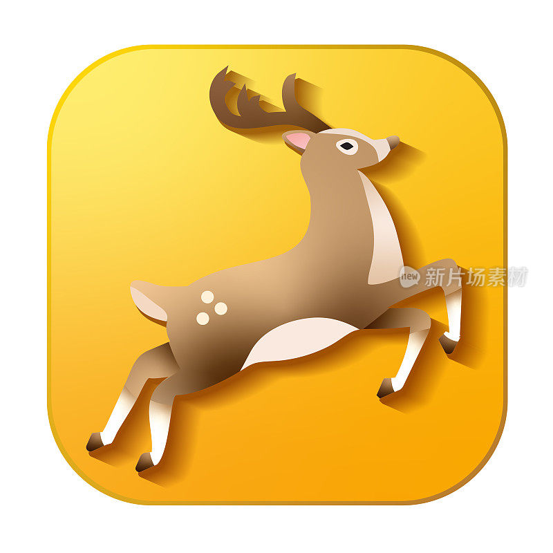 圣诞3D应用程序驯鹿图标设计在充满活力的梯度颜色
