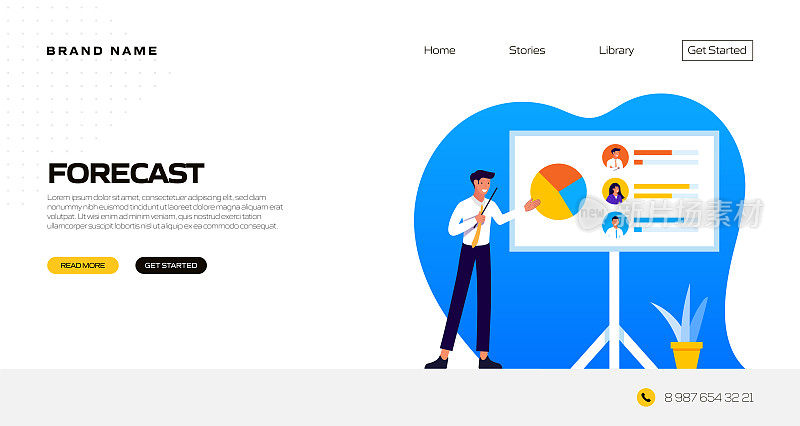 预测概念矢量插图的登陆页模板，网站横幅，广告和营销材料，在线广告，业务演示等。