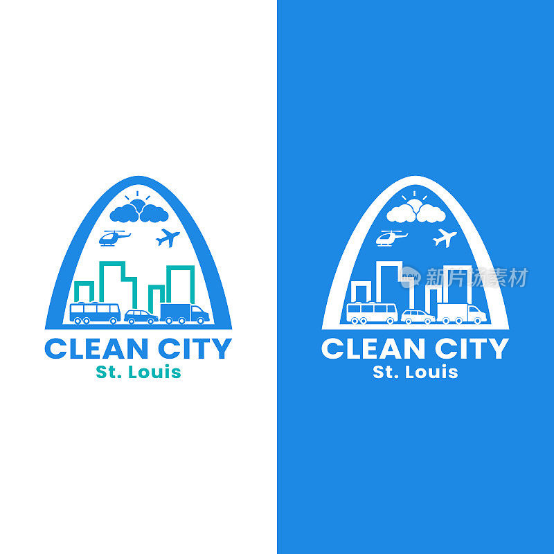 圣路易斯市中心天际线清洁城市设计模板