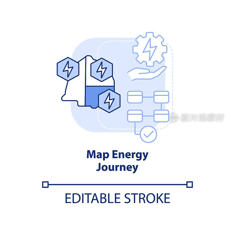 地图能源旅程蓝光概念图标