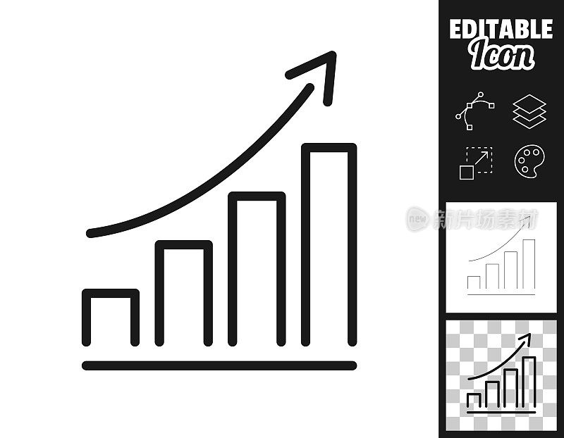 日益增长的图表。图标设计。轻松地编辑