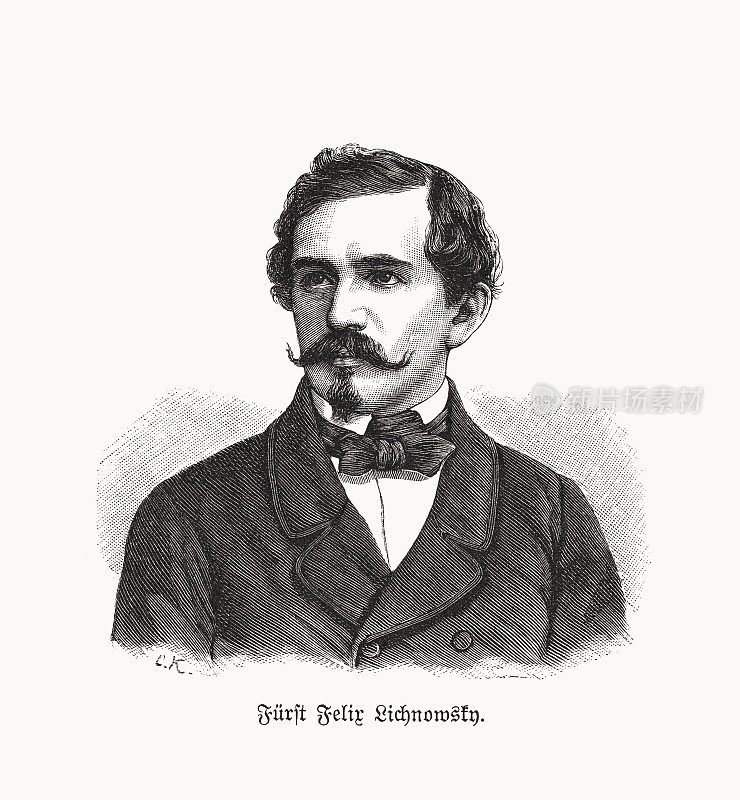 菲利克斯・冯・利希诺斯基(1814-1848)，普鲁士政治家，木版画，1893年出版