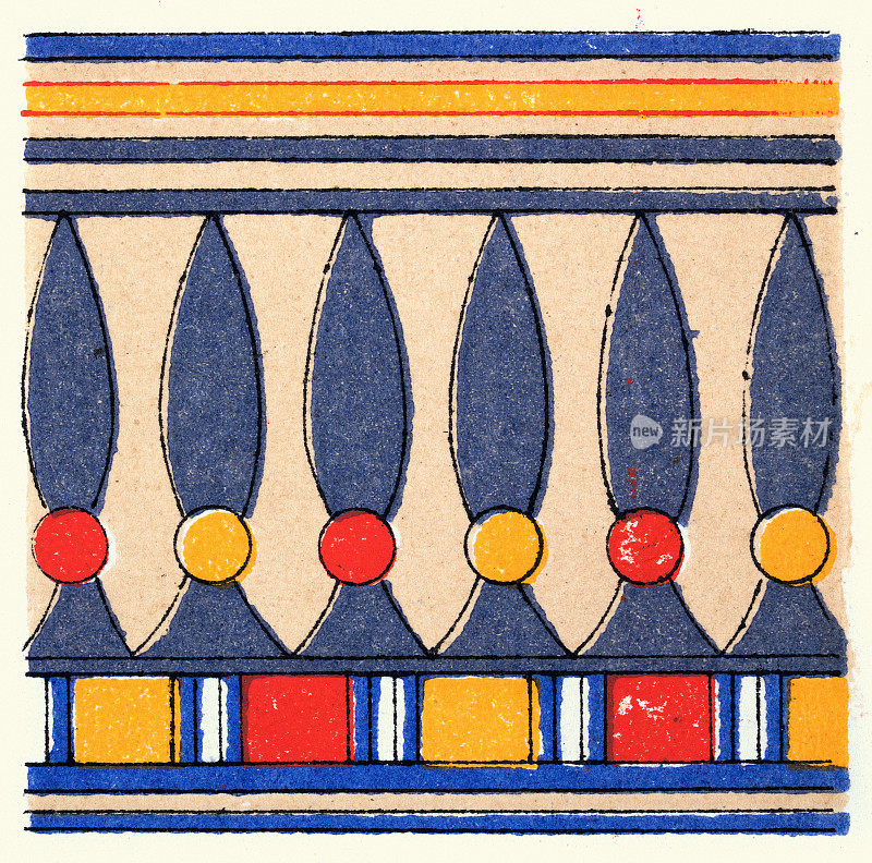 古埃及装饰艺术，底比斯古尔纳墓室墙上的图案