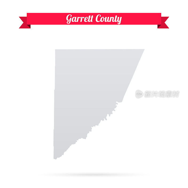 加勒特县，马里兰州。白底红旗地图