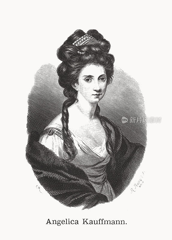 安吉莉卡・考夫曼(瑞士-奥地利画家，1741-1807)，木版版画，出版于1878年