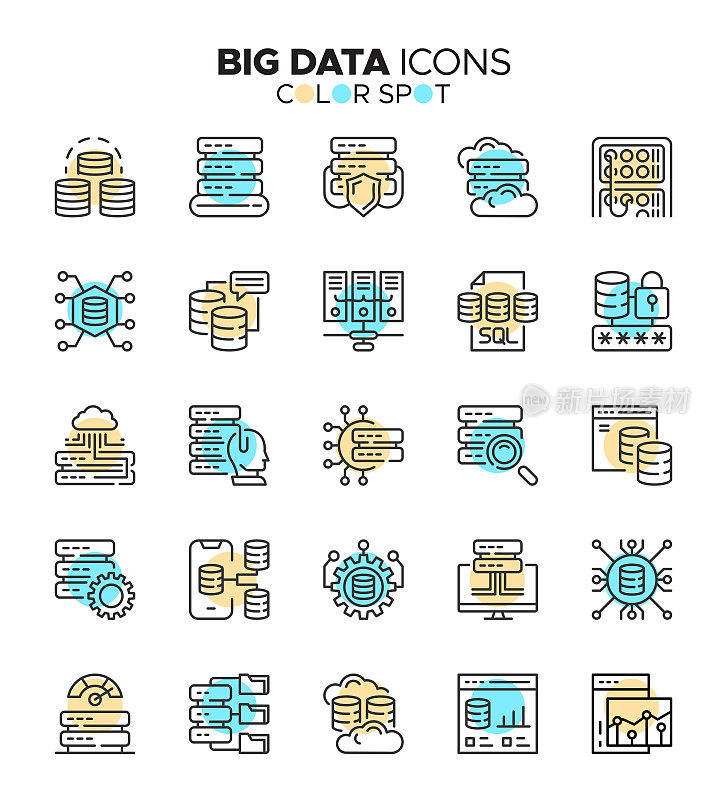大数据图标集-分析，技术，数据可视化图标