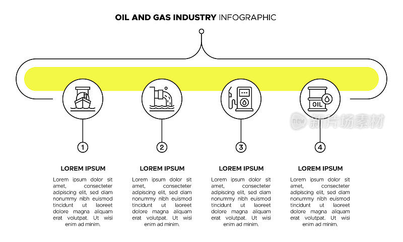 石油和天然气工业信息图表模板-能源，勘探，石油，燃料图标