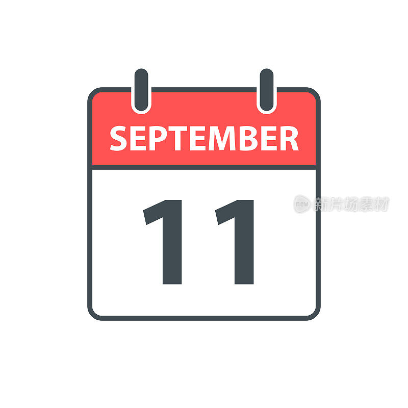 9月11日-每日日历图标在白色背景上的平面设计风格