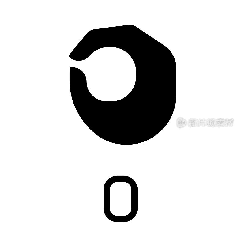 唱字母O在美国手语黑色雕文图标