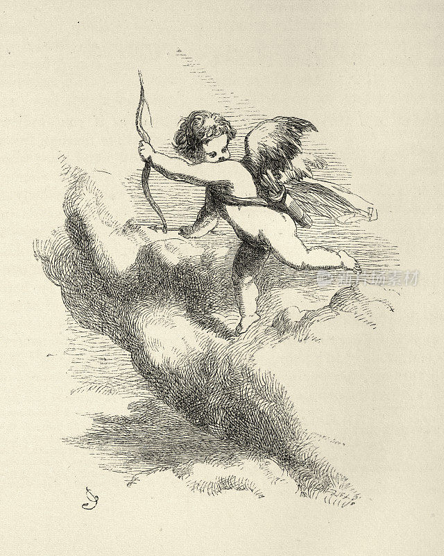 丘比特的弓在云中，场景从爱的徒劳由威廉莎士比亚，一个伊丽莎白时代的喜剧