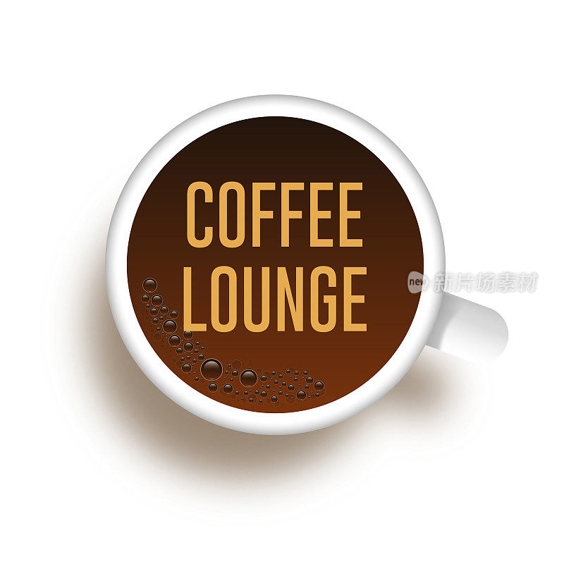 短语咖啡休息室写在咖啡杯顶部视图