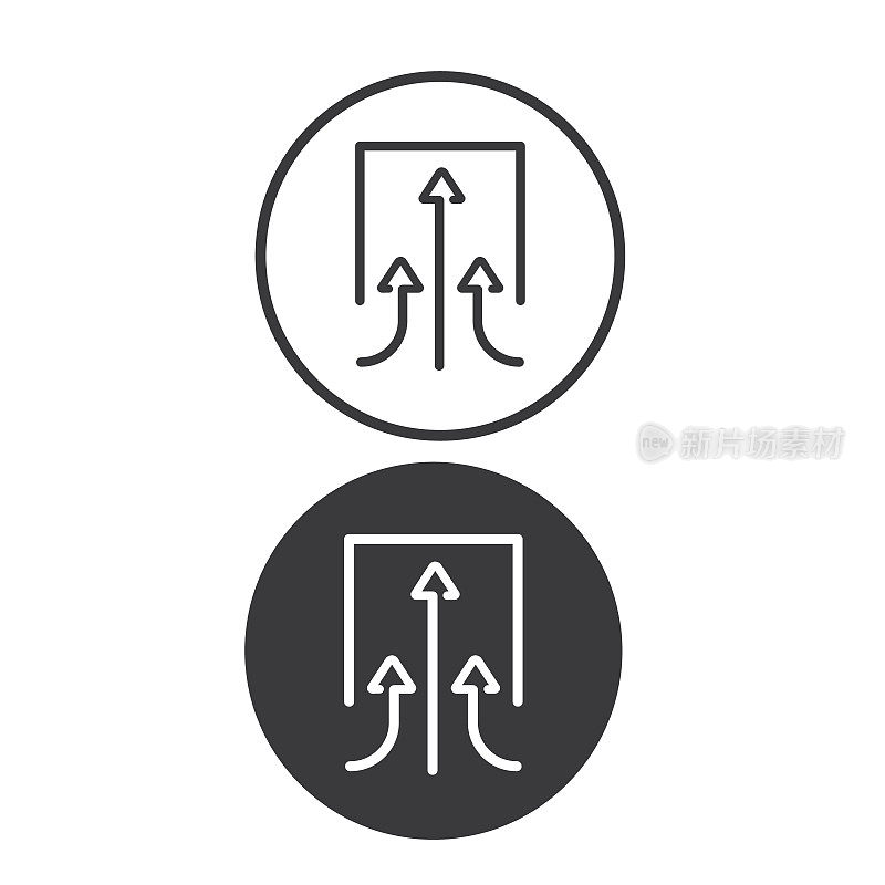 三个箭头代表吸力，矢量，图标。