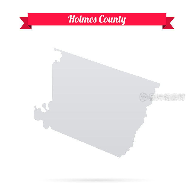 霍姆斯县，密西西比。白底红旗地图