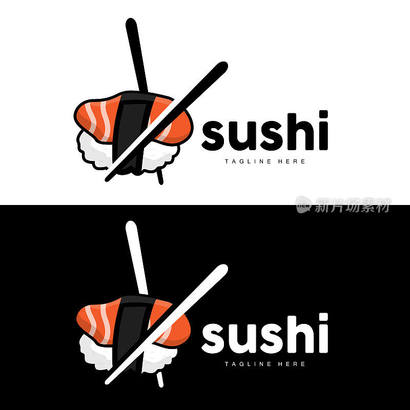 寿司标志，日本快餐设计，矢量图标模板符号