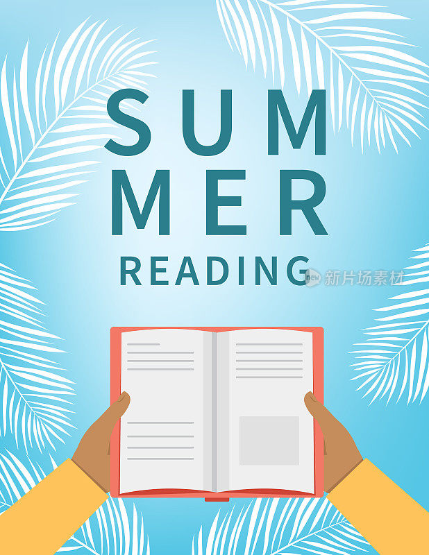 明亮的热带夏季阅读挑战海报
