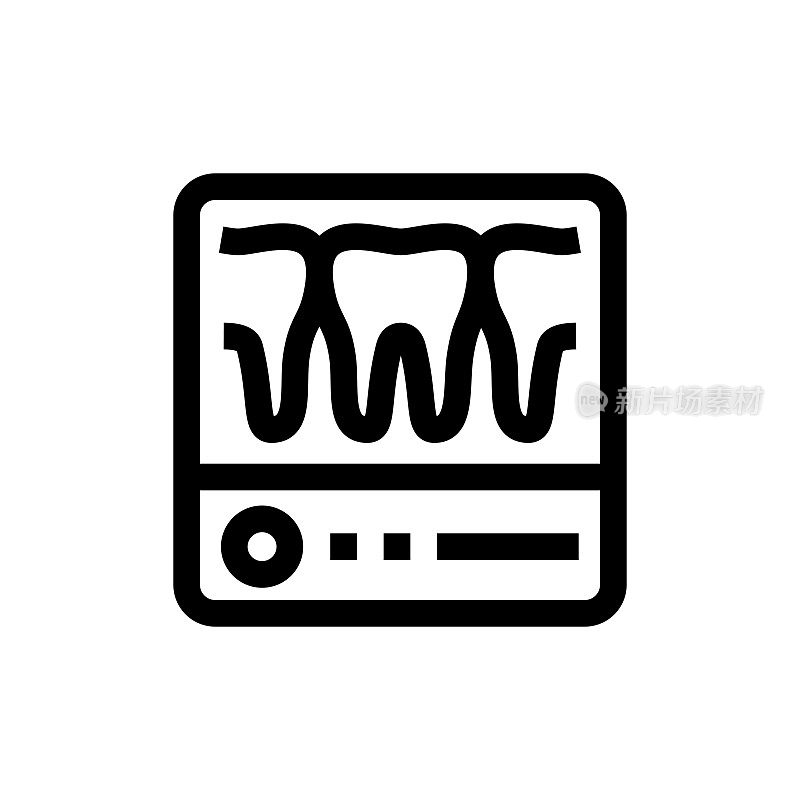 牙科x线图标，设计，像素完美，可编辑笔画。标志、标志、符号。采购产品牙齿清洁，医生，手术，牙科，健康，牙医，护理，种植。