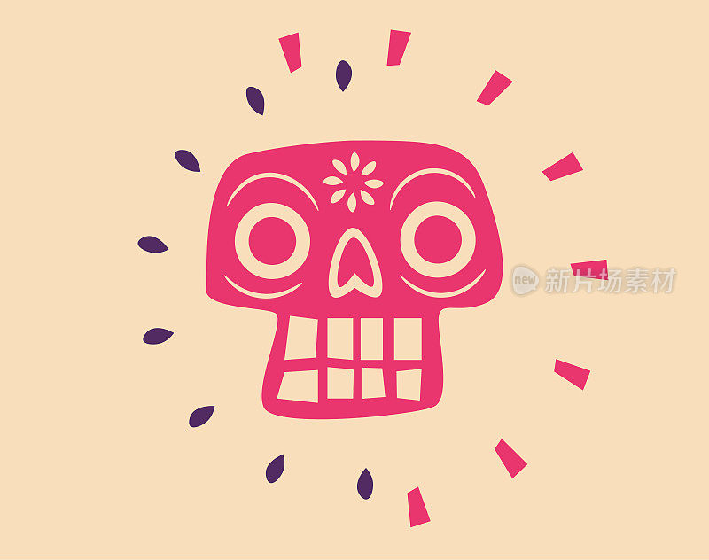 人类头骨绘制墨西哥风格