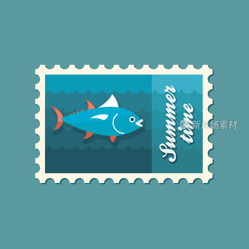 金枪鱼邮票。钓鱼。假期